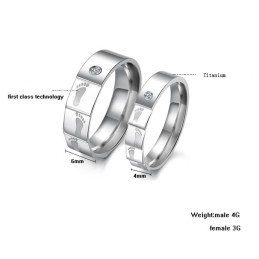 Hoogwaardige Gelaagde Titanium Ring Voor Geliefden Met Strass