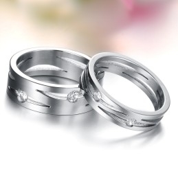 Stabiele Kwaliteit Labyrint Titanium Ring Voor Geliefden Met Strass