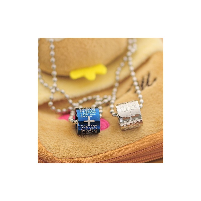 Romantische Blauwe Bijbelse Titanium Ketting En Hanger Voor Koppels (Één Paar)