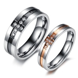 De King Of Quantity Cross Titanium Ring Voor Geliefden Met Strass