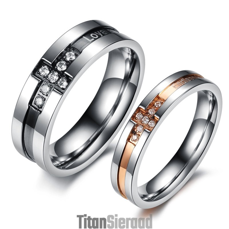 De King Of Quantity Cross Titanium Ring Voor Geliefden Met Strass De King Of Quantity Cross Titanium Ring Voor Geliefden Met Strass