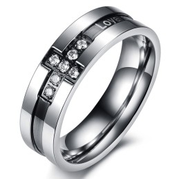 De King Of Quantity Cross Titanium Ring Voor Geliefden Met Strass