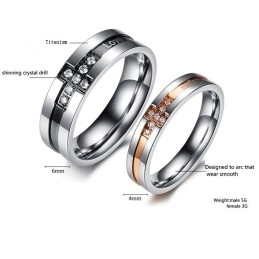 De King Of Quantity Cross Titanium Ring Voor Geliefden Met Strass