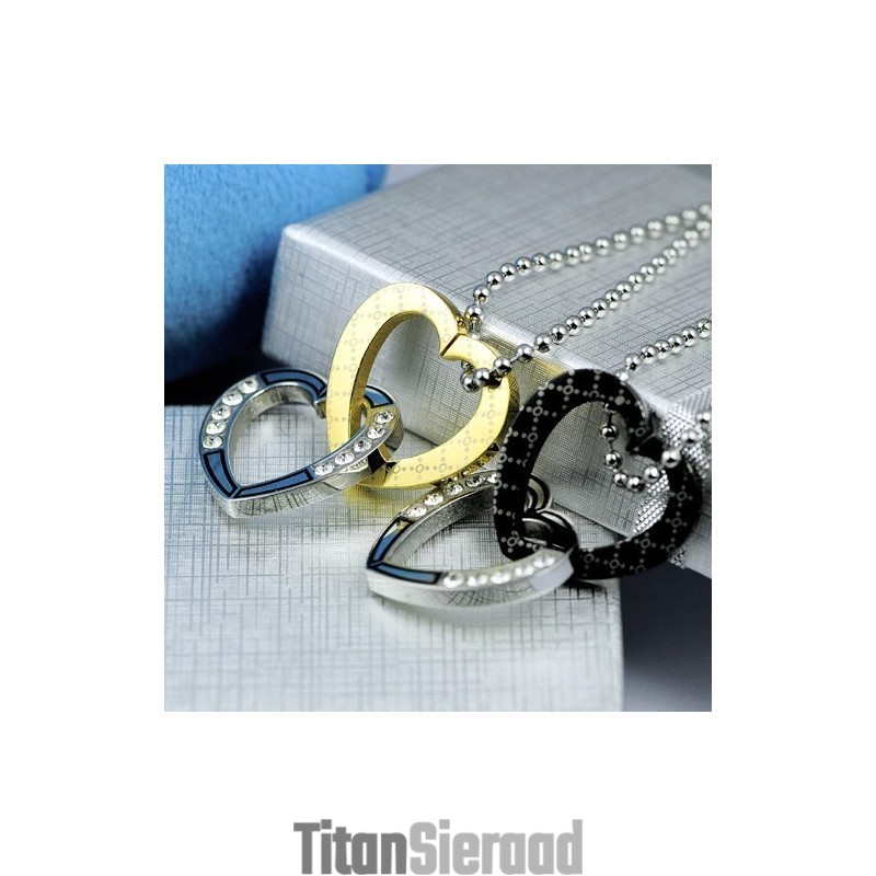Modepaar Met Een Hartvormige Titanium Hanger En Ketting (Één Paar)