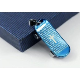 Man Blue Cross Bijbel Skateboard Hanger En Ketting