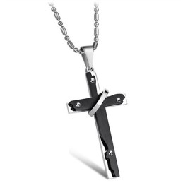 Breed Scala Aan Kruis Titanium Ketting