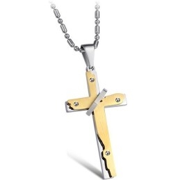 Breed Scala Aan Kruis Titanium Ketting