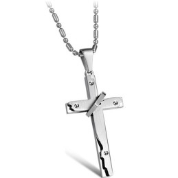 Breed Scala Aan Kruis Titanium Ketting