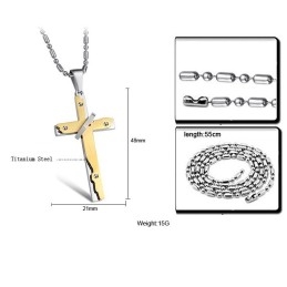 Breed Scala Aan Kruis Titanium Ketting