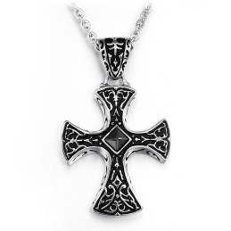 Breed Scala Aan Kruis Titanium Ketting
