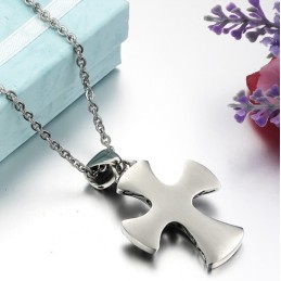 Breed Scala Aan Kruis Titanium Ketting