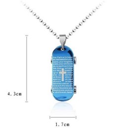 Man Blue Cross Bijbel Skateboard Hanger En Ketting