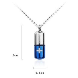 Blauwe Zilveren Pilhanger Met Kruis Van Puur Titanium