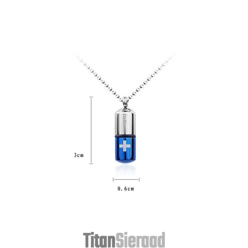 Blauwe Zilveren Pilhanger Met Kruis Van Puur Titanium Blauwe Zilveren Pilhanger Met Kruis Van Puur Titanium