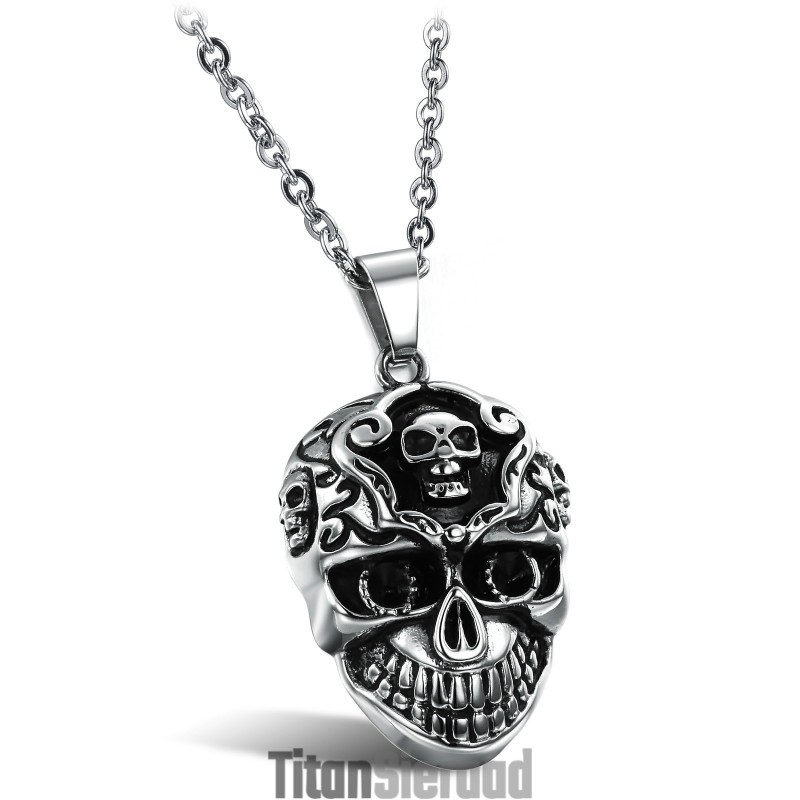 Titanium Ketting Met Schedel Van Superieure Kwaliteit Voor Mannen Titanium Ketting Met Schedel Van Superieure Kwaliteit Voor Mannen