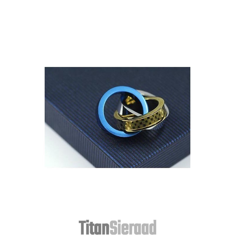 Mode Driekleurige Ringen Hanger En Titanium Ketting