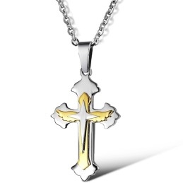 Breed Scala Aan Kruis Titanium Ketting