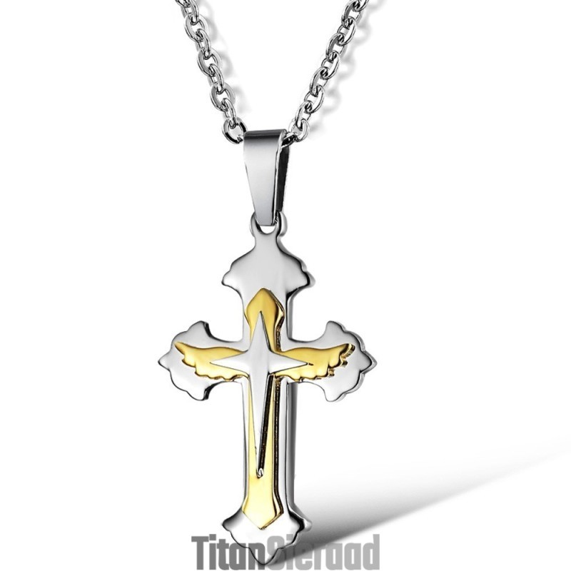 Breed Scala Aan Kruis Titanium Ketting Breed Scala Aan Kruis Titanium Ketting