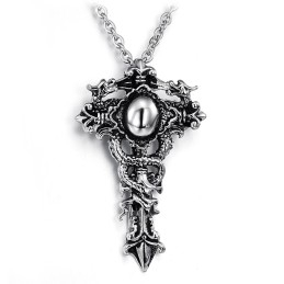 Breed Scala Aan Kruis Titanium Ketting