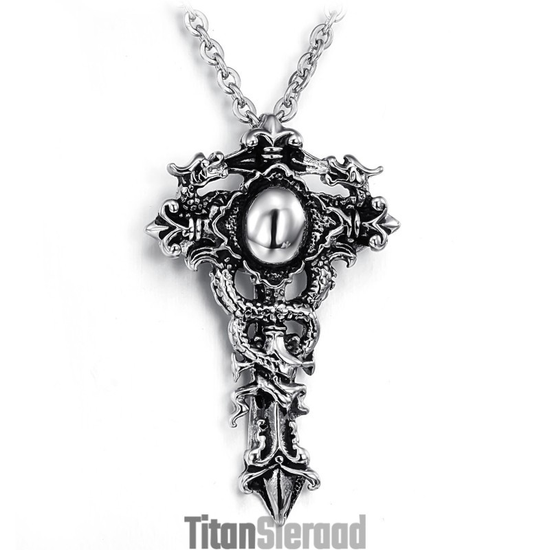 Breed Scala Aan Kruis Titanium Ketting Breed Scala Aan Kruis Titanium Ketting