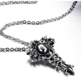 Breed Scala Aan Kruis Titanium Ketting