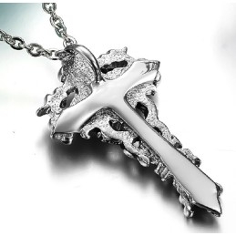 Breed Scala Aan Kruis Titanium Ketting