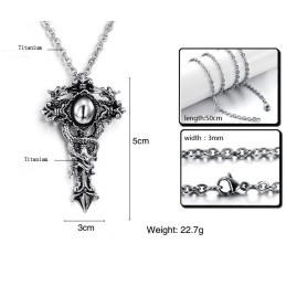 Breed Scala Aan Kruis Titanium Ketting
