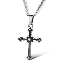 Uitstekende Kwaliteit Vrouwelijke Kruis Titanium Ketting Met Strass