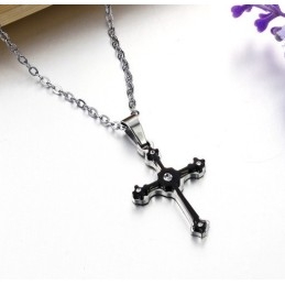 Uitstekende Kwaliteit Vrouwelijke Kruis Titanium Ketting Met Strass
