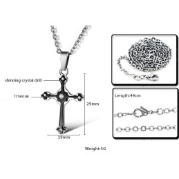 Uitstekende Kwaliteit Vrouwelijke Kruis Titanium Ketting Met Strass