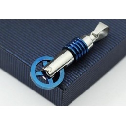 Blauwe En Zilveren Eenwieler Titanium Hanger En Ketting