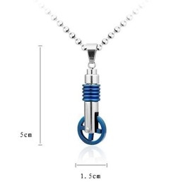 Blauwe En Zilveren Eenwieler Titanium Hanger En Ketting