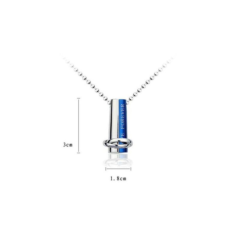 Liefde Voor Altijd Blauwe En Zilveren Tweedelige Titanium Hangerketting