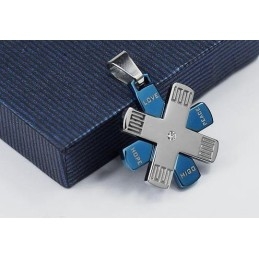 Love Hope Rudder Blauw En Zilver Titanium Hanger En Ketting