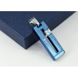 Mode Bijbelkruis Blauwe Titanium Ketting En Diamanten Hanger
