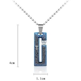 Mode Bijbelkruis Blauwe Titanium Ketting En Diamanten Hanger