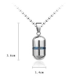 Love Forever Zilveren Pil Hanger Ketting Van Zuiver Titanium