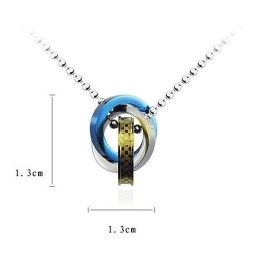Mode Driekleurige Ringen Hanger En Titanium Ketting