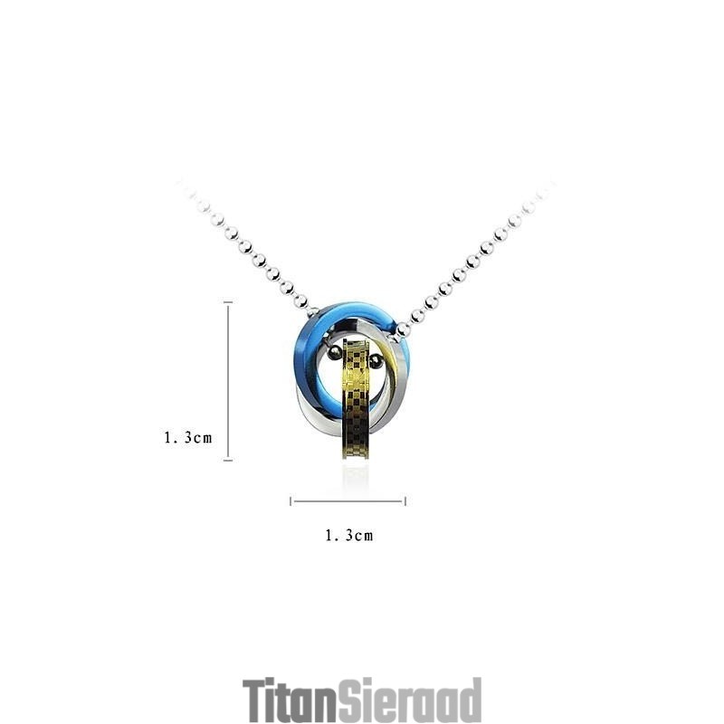 Mode Driekleurige Ringen Hanger En Titanium Ketting Mode Driekleurige Ringen Hanger En Titanium Ketting