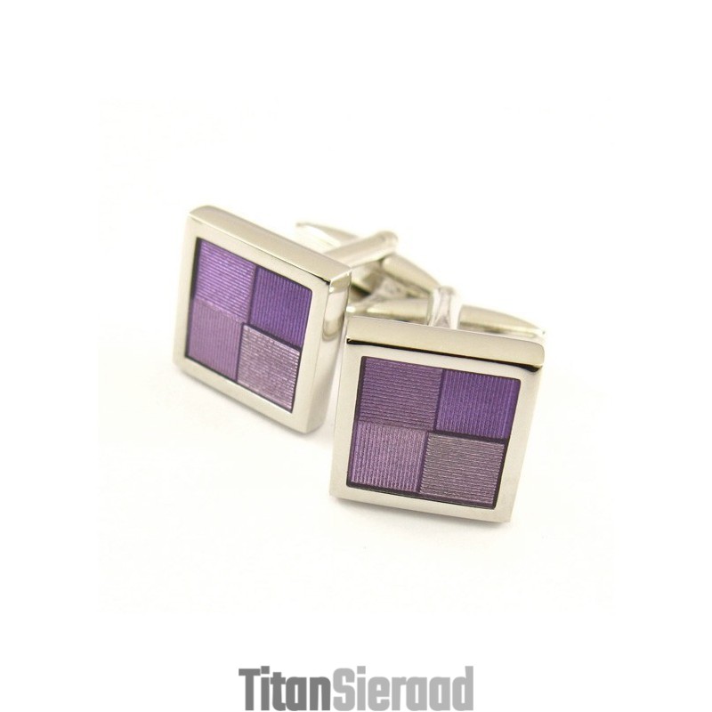 Titanium En Paarse Vierkante Funky Manchetknopen