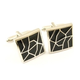 Vierkante Manchetknopen Van Titanium En Zwart Ip-Geplateerd