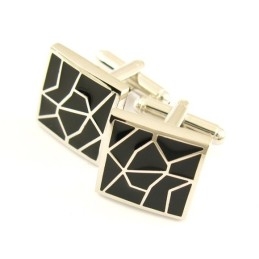 Vierkante Manchetknopen Van Titanium En Zwart Ip-Geplateerd