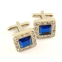 Titanium Vierkante Manchetknopen Met Diamanten