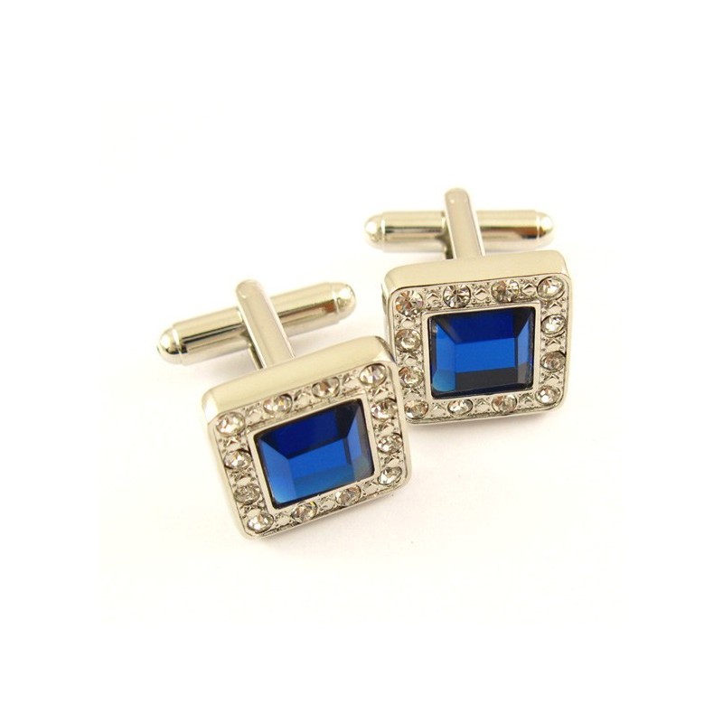 Titanium Vierkante Manchetknopen Met Diamanten