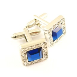 Titanium Vierkante Manchetknopen Met Diamanten