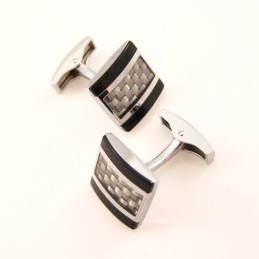 Manchetknopen Met Breipatroon Van Titanium En Koolstofvezel