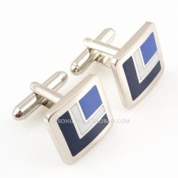 Titanium Marineblauwe Polyline Manchetknopen
