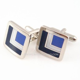 Titanium Marineblauwe Polyline Manchetknopen