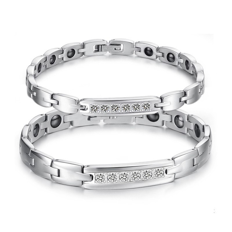 Betrouwbare Kwaliteit Titanium Magneet Armband Voor Geliefden Met Strass