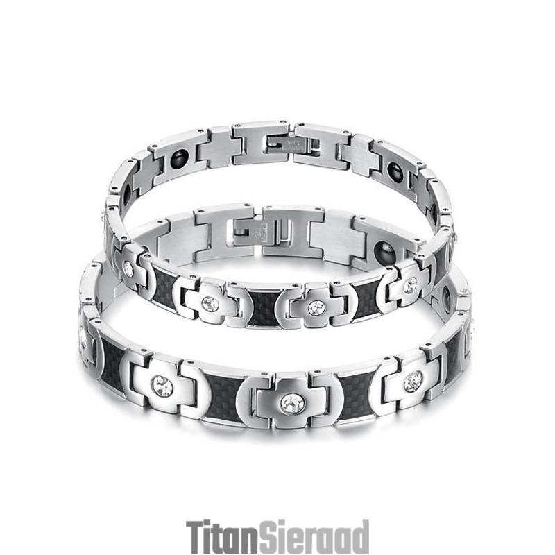 Superieure Kwaliteit Titanium Gezondheidsarmband Voor Geliefden Met Strass